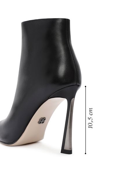 Derimod Women's Black Zippered Thin Heeled Leather Boots 24Wfd 490618