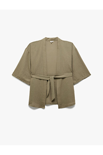 Koton Double Breasted Waist Lace up Short Flared Sleeve Kimono