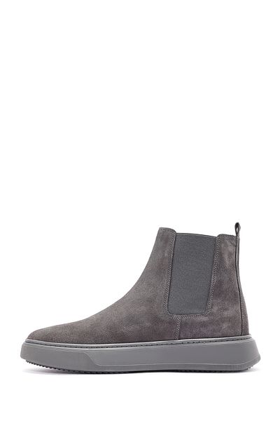 Derimod Men's Grey Suede Leather Chelsea Boots 24Wfd 632410