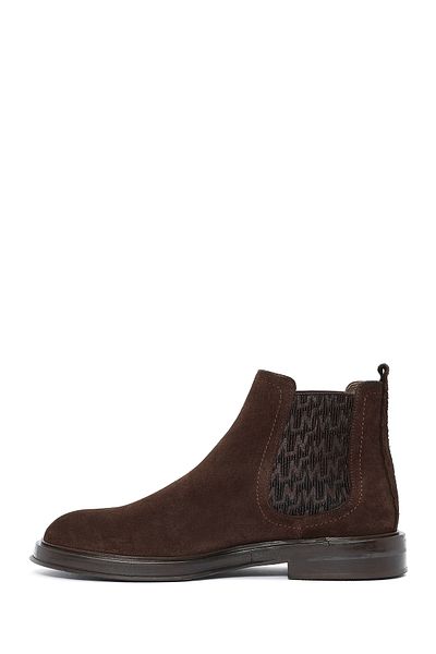 Derimod Men's Brown Suede Leather Chelsea Boots 24Wfd 605010