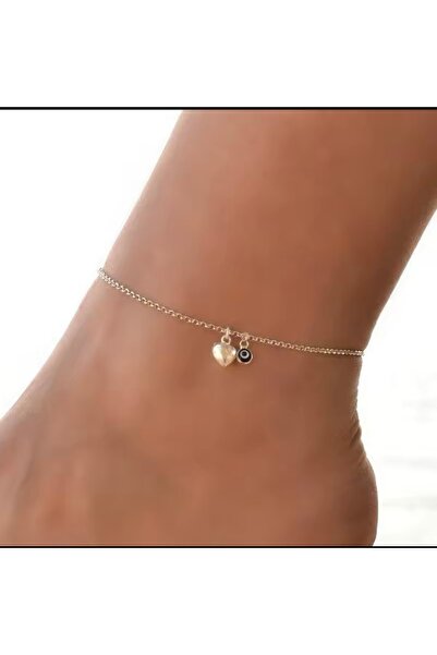 BY DİLEK ÇETİN ACCESSORY خلخال العين الشريرة والقلب المطلي بالذهب