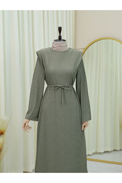 Modamorfo Padded Shoulder Lace up Wrap Dress -Çağla Y.