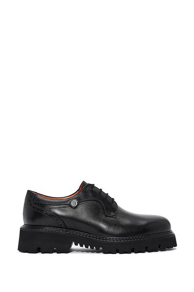 Derimod Men's Black Laced Leather Casual Shoes 24Wfd 722118