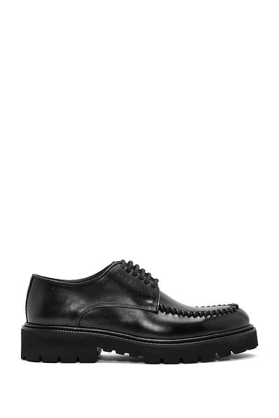 Derimod Men's Black Laced Leather Casual Shoes 24Wfd 724618