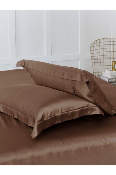 Kotonia Home Hotel King Size Bed Linen, 100% Cotton, Damask DeLux Satin, Chocolate