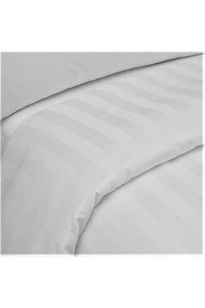 Kotonia Home Hotel Duvet Cover Damask Satin With 1 Cm Stripes, 100% Cotton, White, 200x220 Cm