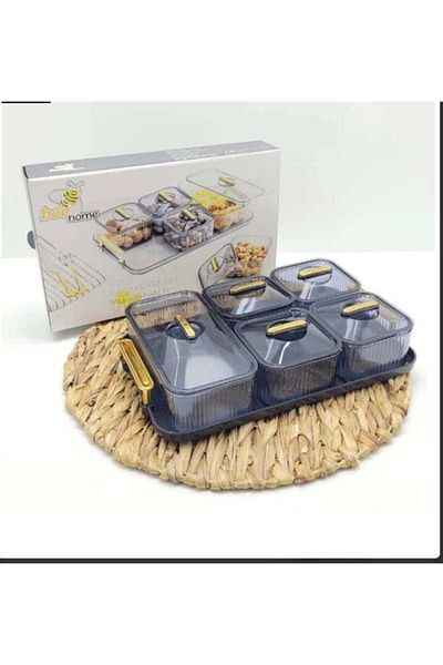 MTA HİGH-TECH 6 Piece Breakfast Set with Tray and 5 Compartments