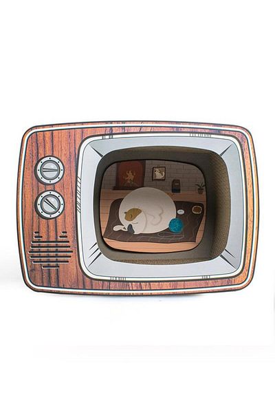 Glipet Retro Tv Shaped Cardboard Cat Scratching 44X34X23 cm
