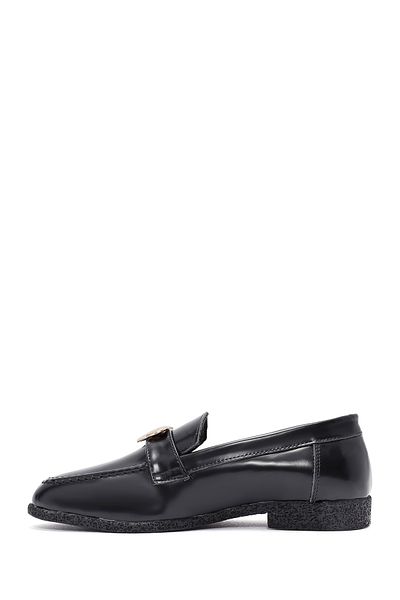 Derimod Women's Black Accessory Detailed Leather Masculine Loafer 24Wfd 210222