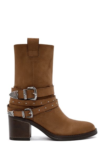 Derimod Cizme de cowboy cu toc din piele intoarsa maro 24wfe 221410