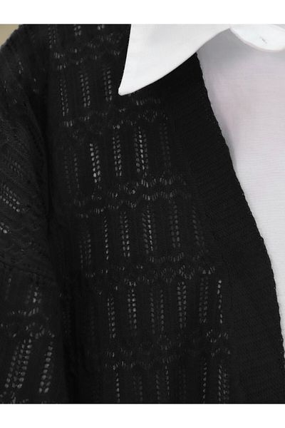 Modamorfo Openwork Patterned Spring Cardigan -Black