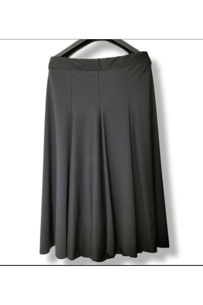 The Fabrics Studio Fusta din bumbac pieptănat negru cu talie elastică Fusta pentru mamă evazată (DIMENSIUNI ÎN DESCRIEREA) Mărimea 36-60