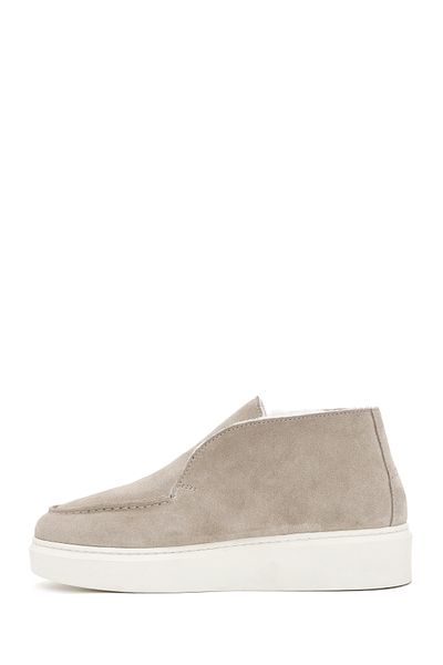 Derimod Women's Beige Thick Soled Suede Leather Ankle Boots 24Wfd 133910