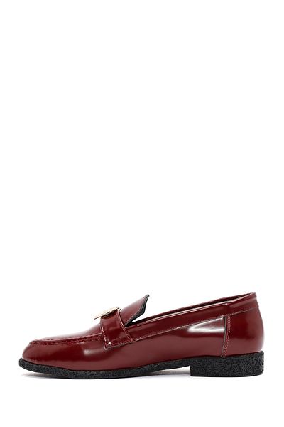 Derimod Women's Claret Red Accessory Detailed Leather Masculine Loafer 24Wfd 210222