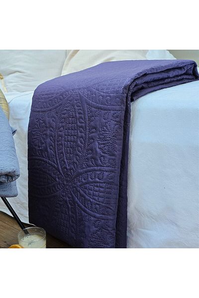 Kotonia Home Bedspread 220x240 Cm, Quilted Ultrasonic Trapunto, Navy Blue