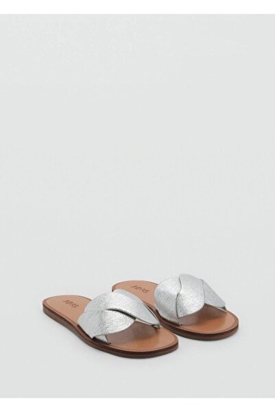 MANGO Kids Metalik örgü detaylı sandalet
