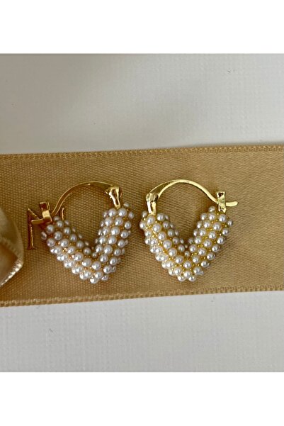 Zeloria Beyaz taşlı zarif kalp küpe