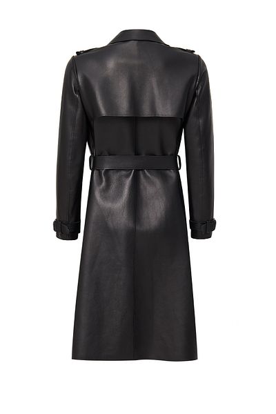 Derimod Los Angeles Women's Black Jacket Collar Leather Top Coat