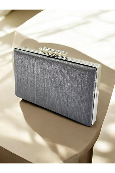 Biçanta Antracit Gri Platină Culoare Fără amprente de mână Satin cu sclipici Geantă pentru rochie de seară pentru femei Nuntă Logodna Absolvire