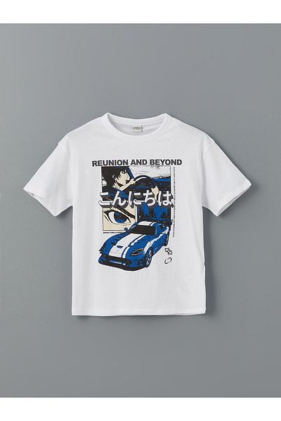LC Waikiki Ανδρικό μπλουζάκι LCW Kids Crew Neck με στάμπα χτενισμένο βαμβακερό