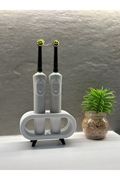 3D DESİNG MARKET Pilli Ve Şarjlı Diş Fırçası Tutucu Stand Beyaz
