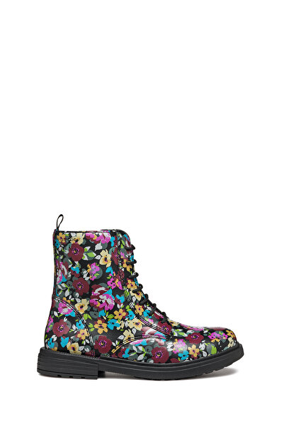 Geox Cizme negre pentru fete cu model - Eclair cu șireturi J049QD00004C9240