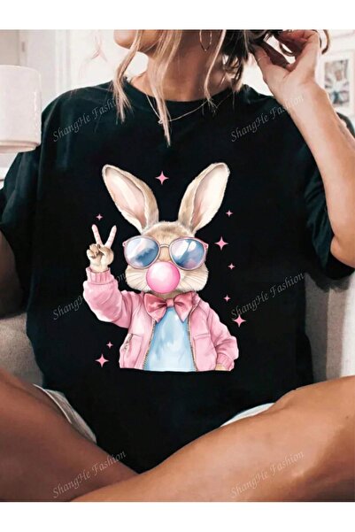 OVER HEAD Ženski Cool Rabbit Štampano Oversize kroj T-shirt