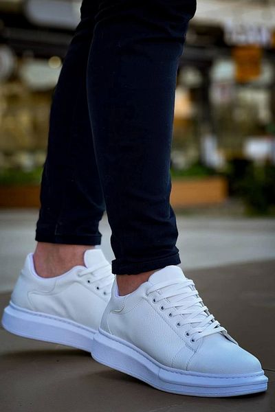 by renas KB-X500 Kuback Pantofi albi casual pentru bărbați cu șireturi