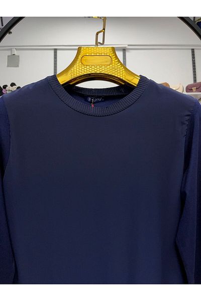 Zeynep Butik Туника Sussu с дълъг ръкав отпред, плисирана от шифон и пениран памук, 90 см