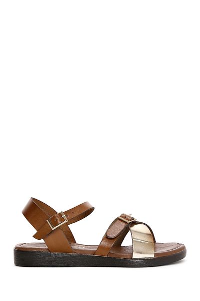 Derimod Women's Tan Ankle Strap Leather Bodrum Sandals 25Sfd 330714