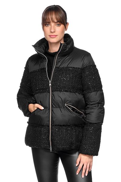 Geox معطف نسائي أسود من Manilva مزين بالترتر W4628KTC194F0284