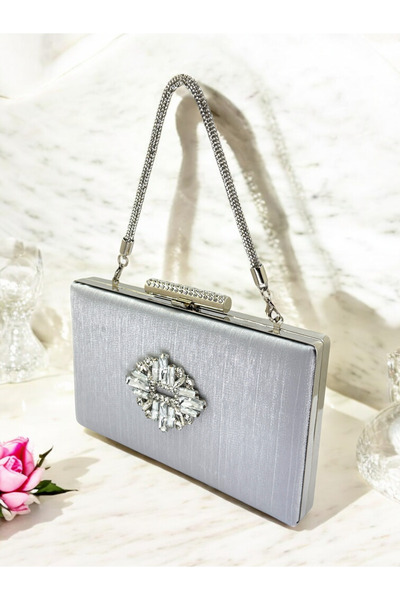 MidStore Silver Stone Handle Color Non-Marking Striped Satin Crystal Stone Wo...