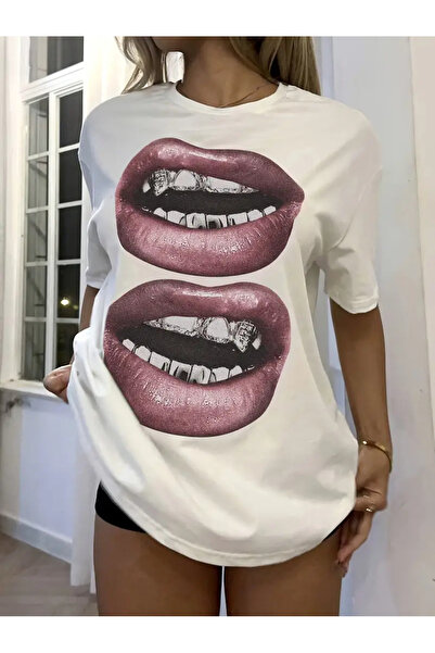 Bengi Clothing Μπλουζάκι με κοντό μανίκι με στάμπα με κομμένο χείλος