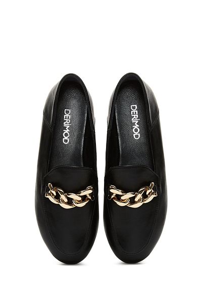 Derimod Women's Black Leather Masculine Loafer 25Sfd 290118