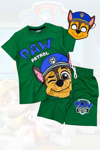 eQru Store Printed T-Shirt Shorts and Paw Patrol Chase Masked Red Color Children's Set