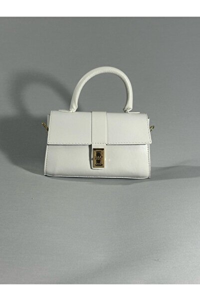 RumyaCollection Women's Mini Cross Strap Buckle Closure Hand and Shoulder Bag White