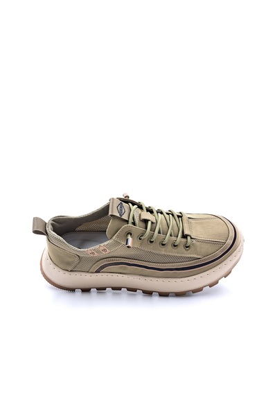 Guja Lightweight Design Rubber Laced Mesh Men's Khaki Green Canvas Sneaker Sports Shoes