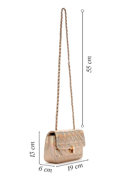 Derimod Women's Gold Long Strap Quilted Crossbody Bag 25Sbd2917Kp