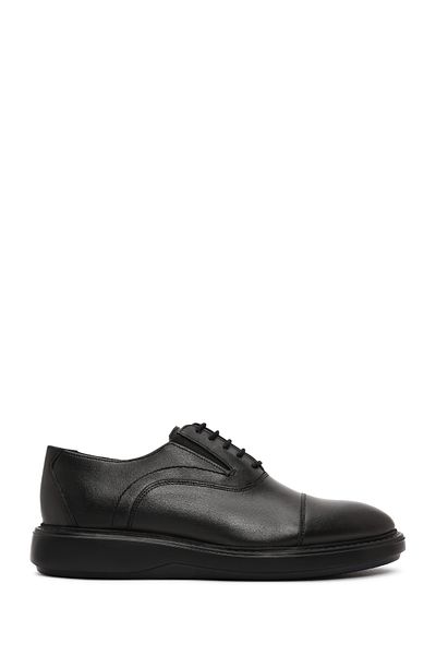 Derimod Men's Black Laced Leather Casual Shoes 25Sfd 640218