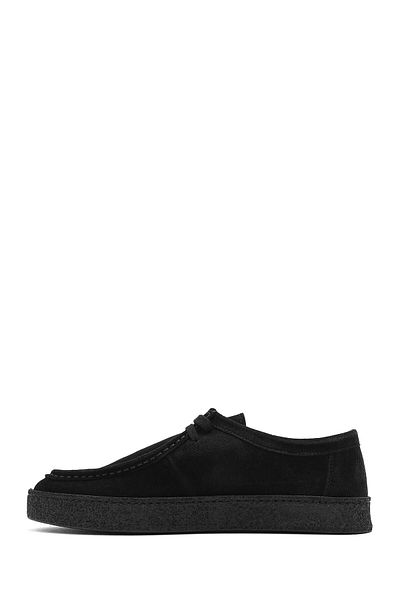 Derimod Men's Black Laced Suede Leather Casual Shoes 25Sfd 630610