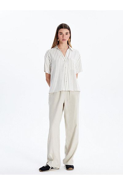 LC Waikiki Xside Striped Linen Look Women's Shirt