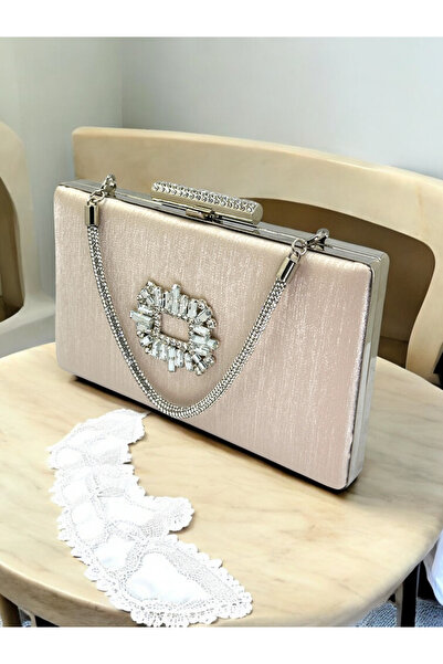 Biçanta Γυναικεία βραδινή τσάντα φορέματος - Skin Nude Stone, Χρώμα Χειροποίητο, Σατέν Κρυστάλλινη Πέτρα