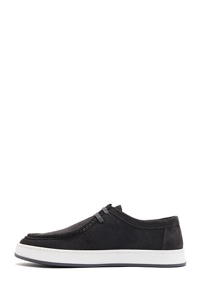 Derimod Men's Gray Lace-Up Suede Leather Casual Shoes 25Sfd 631110