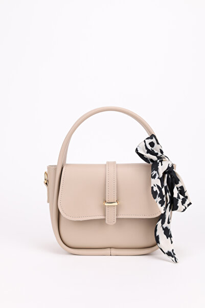 NOTHING Women's Gold Mink Handbag and Cross Shoulder Bags Detailed Scarf with Strap