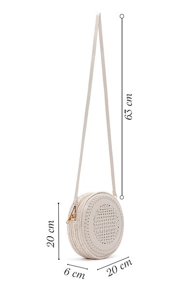Derimod Geantă de damă, albă, cu curea lungă, împletită, mini crossbody 25SBD 290718