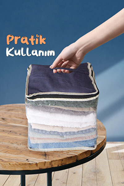 Palm Design Çok Amaçlı Şeffaf Fermuarlı Organizer Hurç Dolap Içi Düzenleyici Çeyiz Organizeri