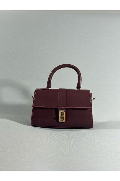RumyaCollection Women's Mini Cross Strap Buckle Closure Hand and Shoulder Bag Burgundy