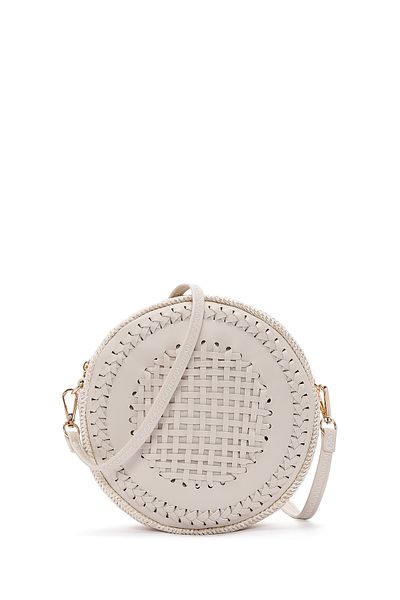 Derimod Geantă de damă, albă, cu curea lungă, împletită, mini crossbody 25SBD 290718