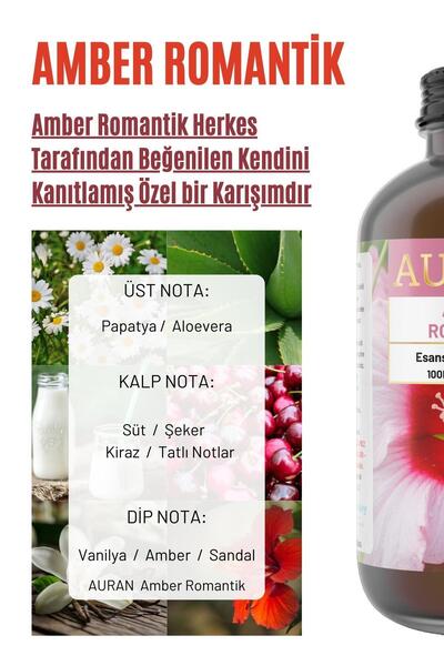 AURAN Amber Romantik Saf Esansiyel Uçucu Yağ Buhurdanlık Yağı Difüzör Esansı Aromaterapi Ortam Koku 100ml