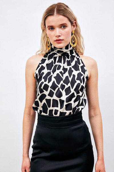 Sateen Μοτίβο Tank Top - ΜΑΥΡΟ